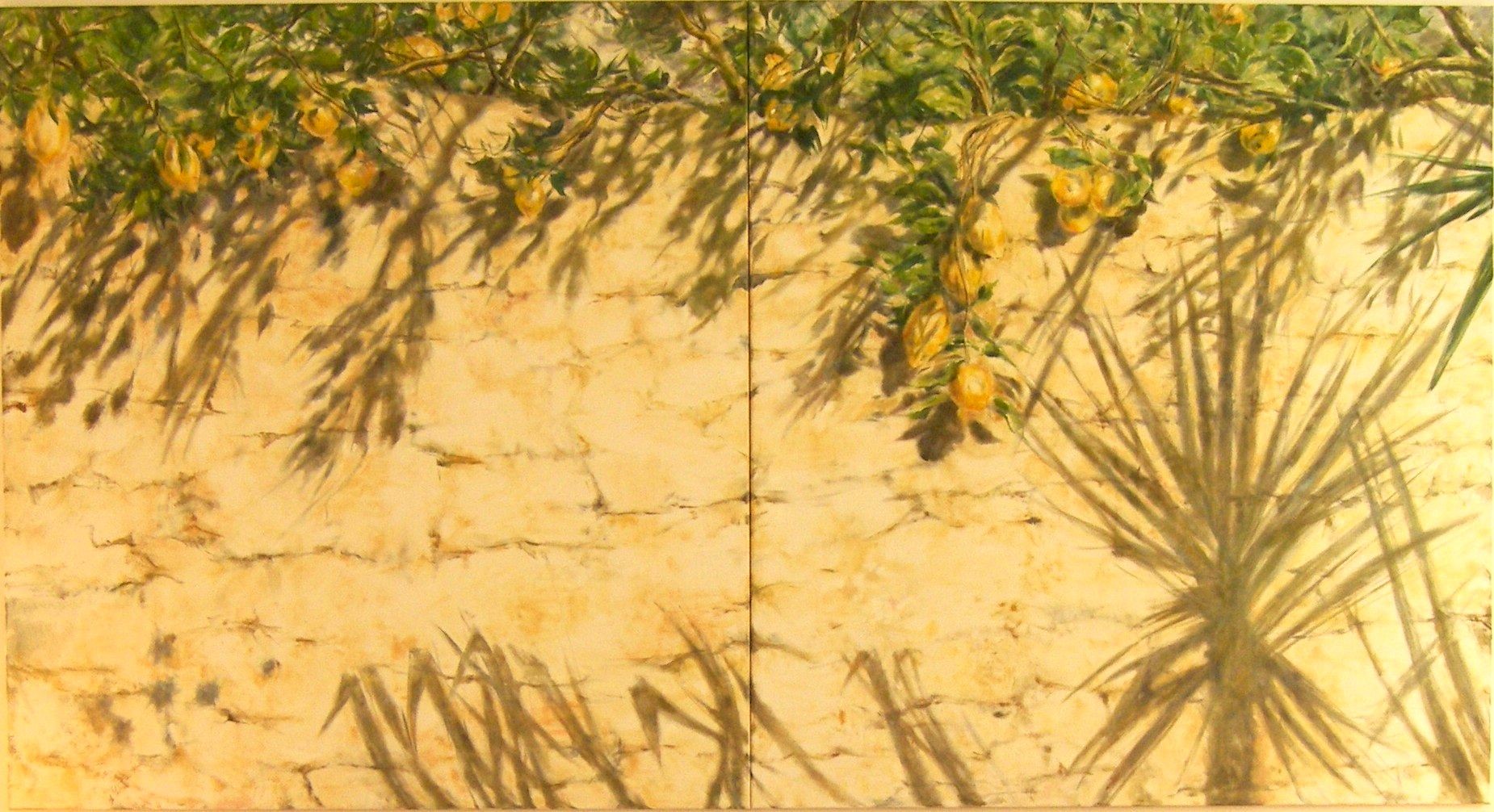 Zitronenmauer, 420 x 150 cm, Öl / Lw., 2006 (Ausschnitt)