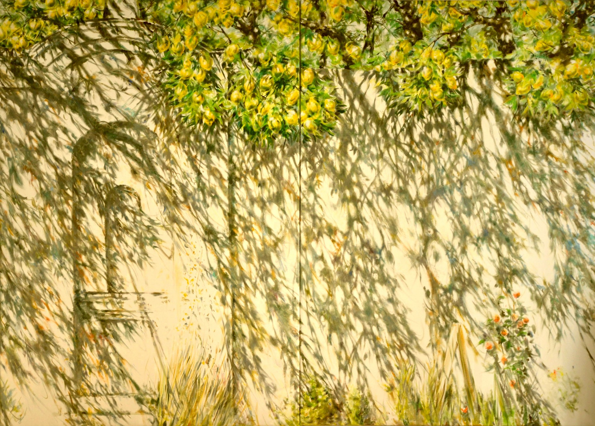Zitronenmauer, 250 x 350 cm, Öl / Lw., 2010