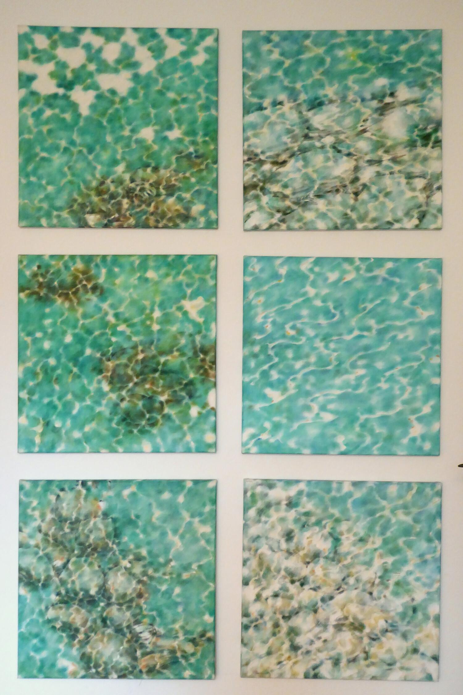 6 Wasserstudien, je 70 x 70 cm, Öl / Lw.,  2004
