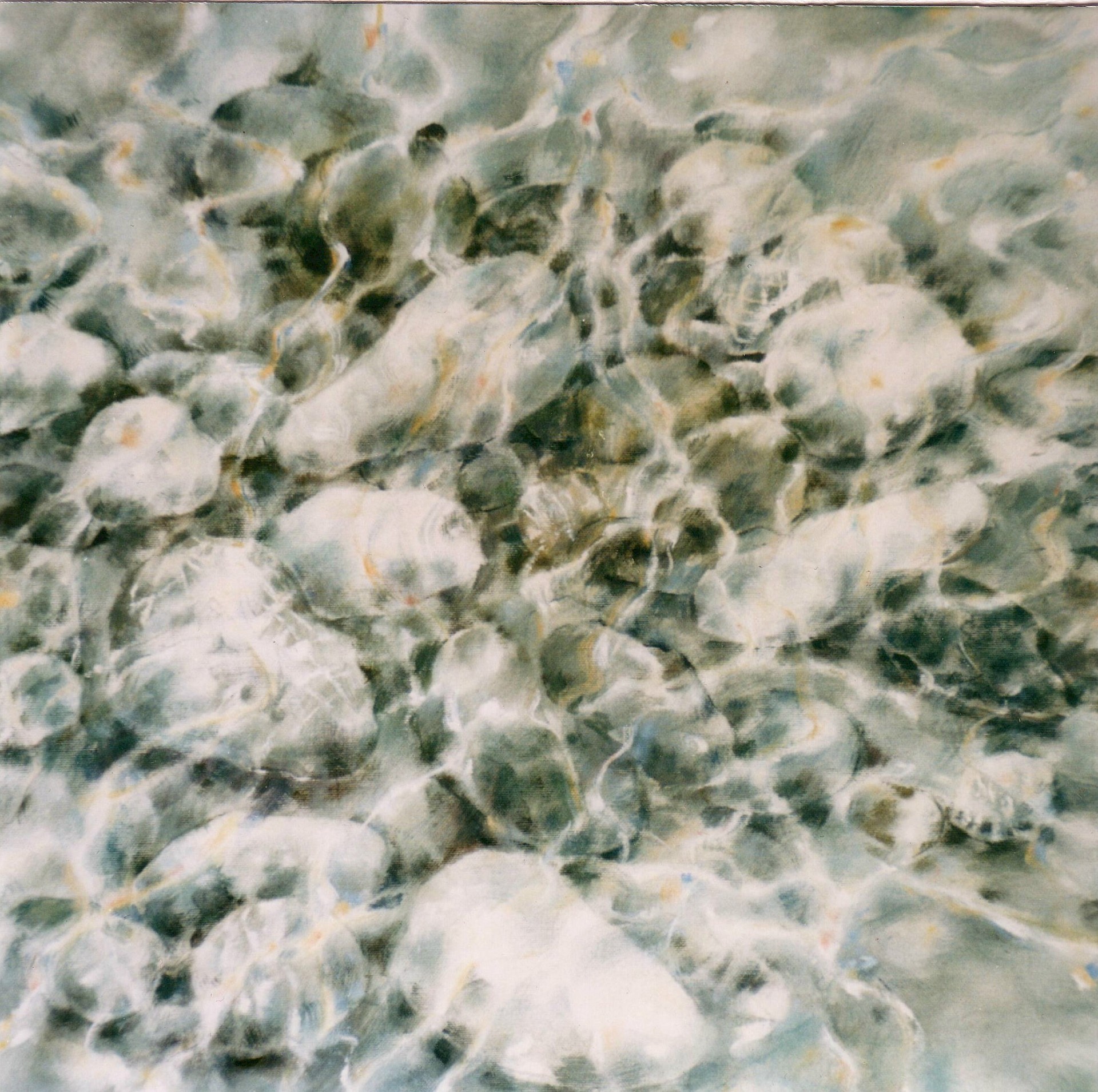 Steine unter Wasser II, 50 x 50 cm, Öl / Lw., 2004