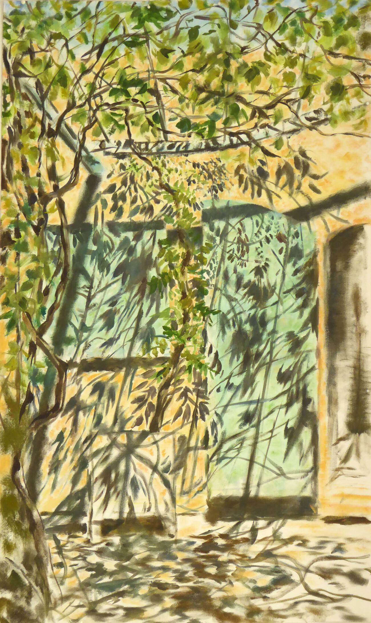 Terrasse in Nimes, 86 x 52 cm, Öl / Lw., 2017